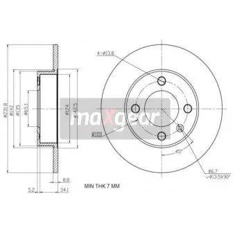 Jeu de 2 disques de frein arrière MAXGEAR OEM 6N0615601A