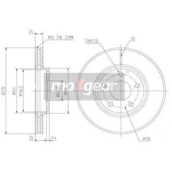 Jeu de 2 disques de frein avant MAXGEAR OEM 1361298
