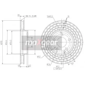Jeu de 2 disques de frein avant MAXGEAR OEM A211421081264