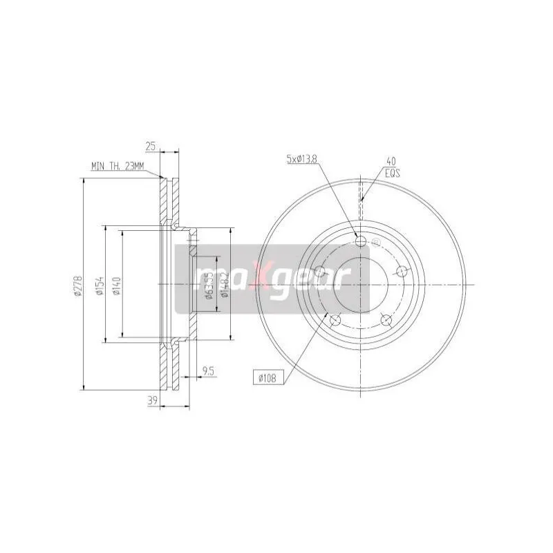 Jeu de 2 disques de frein avant MAXGEAR 19-1266MAX - Visuel 1