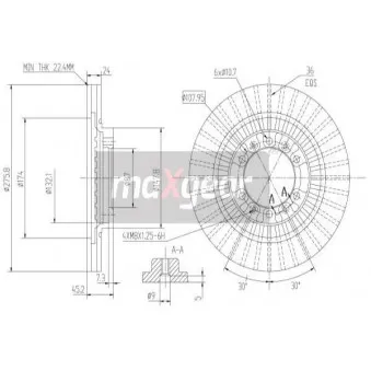 Jeu de 2 disques de frein avant MAXGEAR OEM MB618716