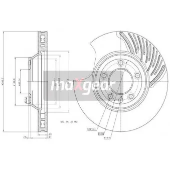 Disque de frein avant droit MAXGEAR OEM 7L6615302E