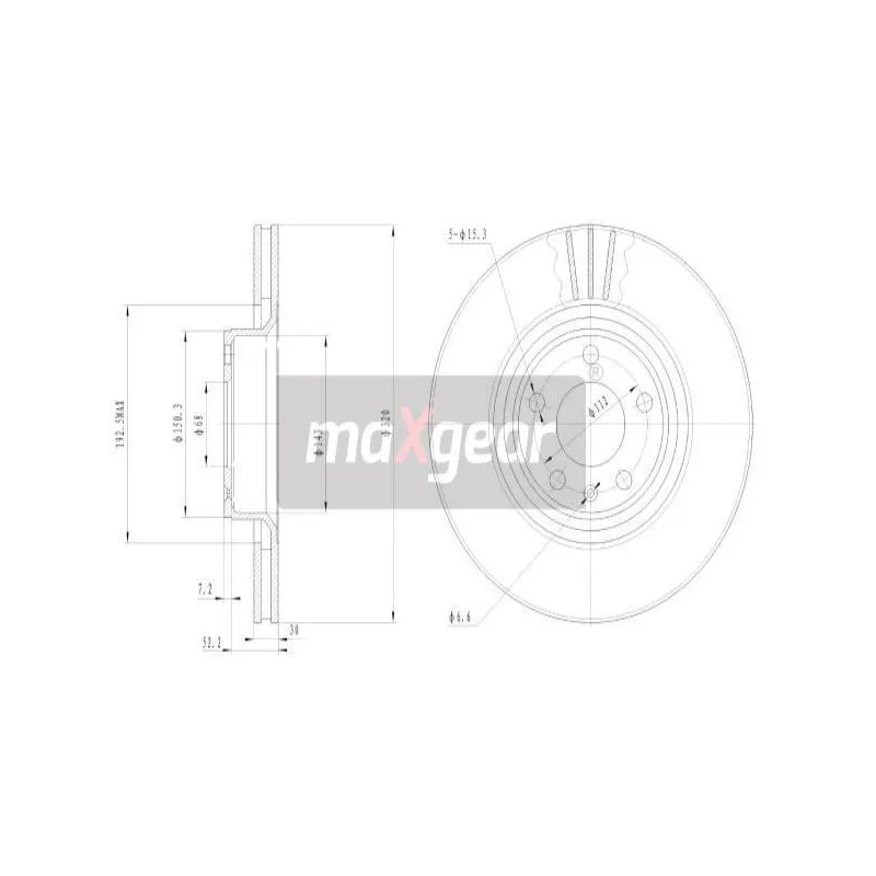 Jeu de 2 disques de frein avant MAXGEAR 19-1838MAX - Visuel 1