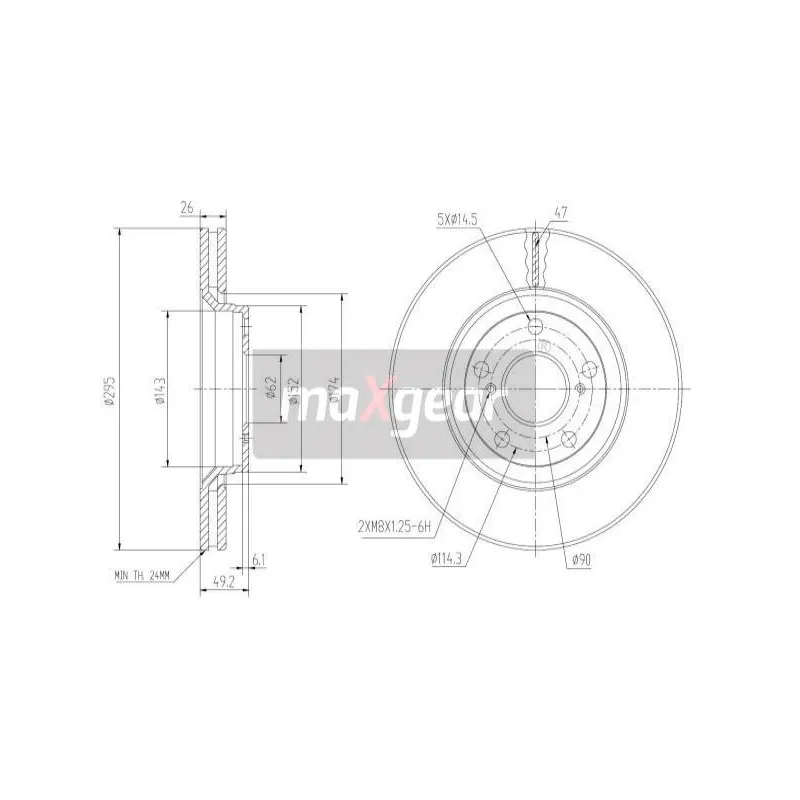 Jeu de 2 disques de frein avant MAXGEAR 19-1868MAX - Visuel 1