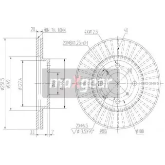 Jeu de 2 disques de frein avant MAXGEAR OEM 5531162J01