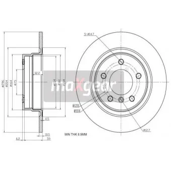 Jeu de 2 disques de frein arrière MAXGEAR OEM 34214031725