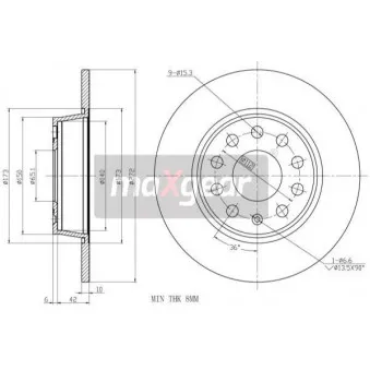 Jeu de 2 disques de frein arrière MAXGEAR OEM 5Q0615601D