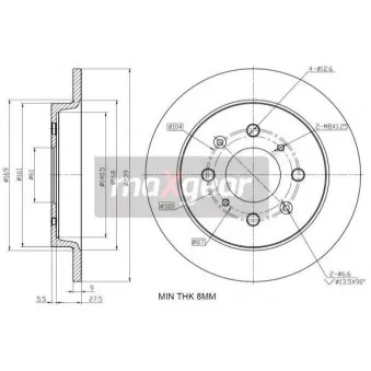 Jeu de 2 disques de frein arrière MAXGEAR OEM 42510TG0T01
