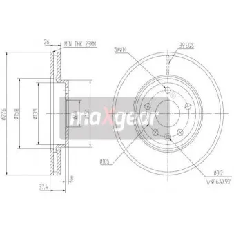 Jeu de 2 disques de frein avant MAXGEAR OEM 13502044