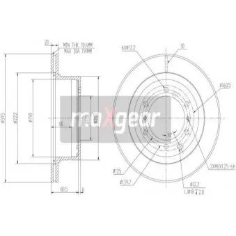 Jeu de 2 disques de frein arrière MAXGEAR OEM 52710H1000