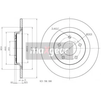 Jeu de 2 disques de frein arrière MAXGEAR OEM C23Y26251A