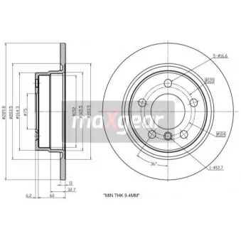 Jeu de 2 disques de frein arrière MAXGEAR OEM 34216792225
