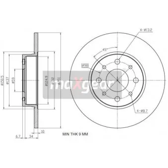 Jeu de 2 disques de frein arrière MAXGEAR OEM 51865132