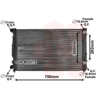 Radiateur, refroidissement du moteur VAN WEZEL 03002122 pour VOLKSWAGEN PASSAT 1.8 4motion - 170cv