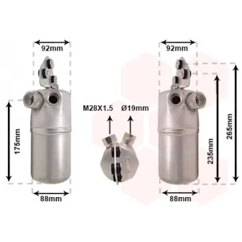 Filtre déshydratant, climatisation VAN WEZEL 0300D260