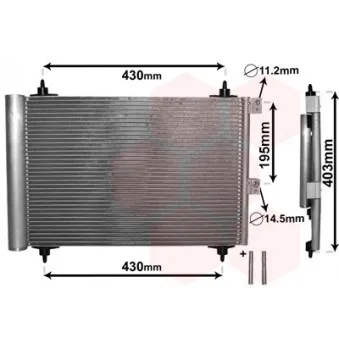 Condenseur, climatisation VAN WEZEL 09005241 pour PEUGEOT PARTNER 1.6 HDI 90 - 90cv