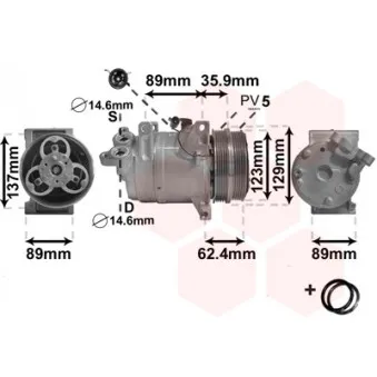 Compresseur, climatisation VAN WEZEL OEM 3M5H19D629ML