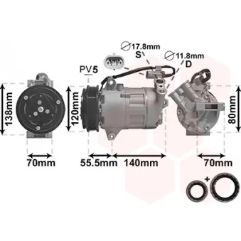 Compresseur, climatisation VAN WEZEL OEM 93168629