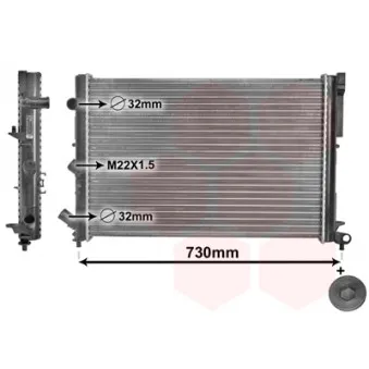 Radiateur, refroidissement du moteur VAN WEZEL 43002165 pour RENAULT LAGUNA 2.2 D - 83cv