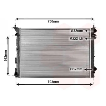 Radiateur, refroidissement du moteur VAN WEZEL 43002259 pour RENAULT LAGUNA 2.0 - 114cv