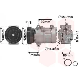 Compresseur, climatisation VAN WEZEL OEM 8200316164