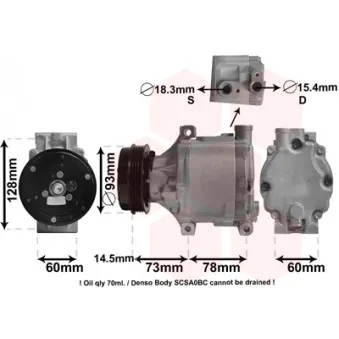 Compresseur, climatisation VAN WEZEL OEM 73111AG030