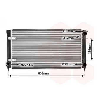 Radiateur, refroidissement du moteur VAN WEZEL 58002048 pour VOLKSWAGEN GOLF 1.6 TD - 70cv