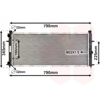 Radiateur, refroidissement du moteur VAN WEZEL 58002094 pour VOLKSWAGEN TRANSPORTER - COMBI 1.9 D - 61cv