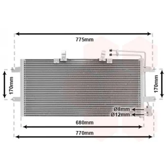 Condenseur, climatisation VAN WEZEL 58005195 pour VOLKSWAGEN TRANSPORTER - COMBI 2.5 TDI Syncro - 102cv