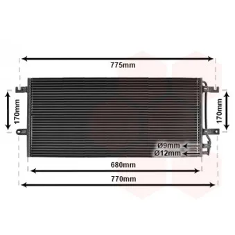 Condenseur, climatisation VAN WEZEL 58005197 pour VOLKSWAGEN TRANSPORTER - COMBI 2.4 D Syncro - 78cv