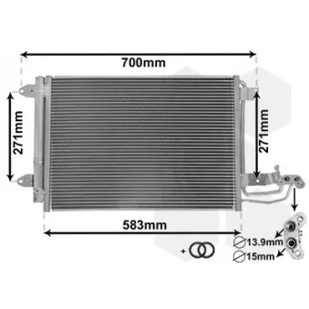 Condenseur, climatisation VAN WEZEL 58005209 pour VOLKSWAGEN GOLF 1.6 TDI - 105cv