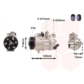 Compresseur, climatisation VAN WEZEL OEM 1K0820808H