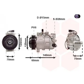 Compresseur, climatisation VAN WEZEL 7401K702