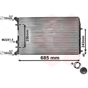 Radiateur, refroidissement du moteur VAN WEZEL 76002010 pour VOLKSWAGEN POLO 1.9 SDI - 64cv