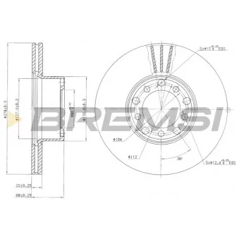 BREMSI CD6143V - Jeu de 2 disques de frein avant