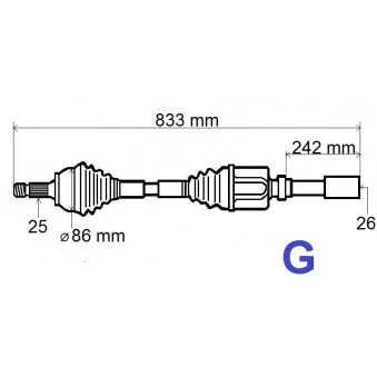GRESA T5195 - Arbre de transmission avant droit