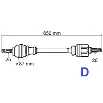 Arbre de transmission avant gauche GRESA T5974 pour RENAULT CLIO 1.5 dCi - 106cv