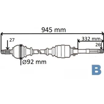 GRESA T6077 - Arbre de transmission avant droit