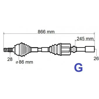 GRESA T6113 - Arbre de transmission avant droit