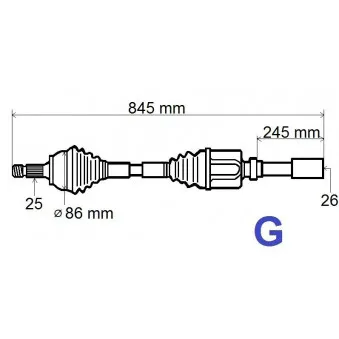 Arbre de transmission avant droit GRESA T6139 pour CITROEN C5 2.0 16V - 136cv