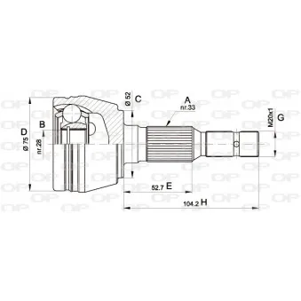 Embout de cardan avant (kit de réparation) OPEN PARTS CVJ5285.10 pour OPEL ASTRA 1.2 16V - 65cv