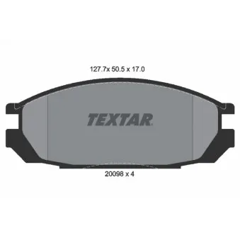 TEXTAR 2009801 - Jeu de 4 plaquettes de frein arrière