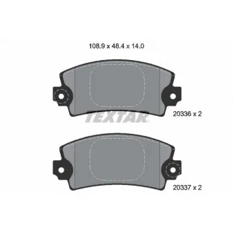 TEXTAR 2033602 - Jeu de 4 plaquettes de frein arrière