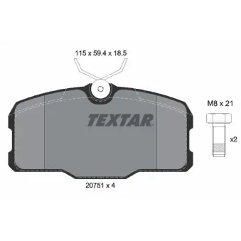 TEXTAR 2075101 - Jeu de 4 plaquettes de frein avant