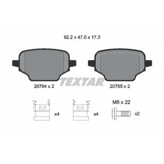 TEXTAR 2076401 - Jeu de 4 plaquettes de frein arrière