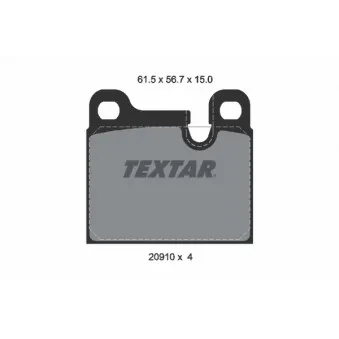TEXTAR 2091001 - Jeu de 4 plaquettes de frein arrière