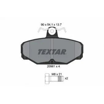 TEXTAR 2098101 - Jeu de 4 plaquettes de frein arrière