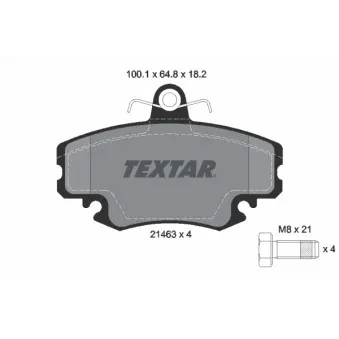 Jeu de 4 plaquettes de frein avant TEXTAR 2146306 pour RENAULT CLIO 1.6 - 107cv