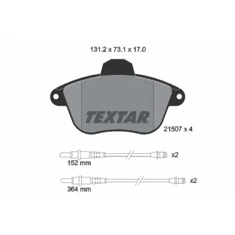 TEXTAR 2150701 - Jeu de 4 plaquettes de frein avant