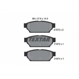 TEXTAR 2187202 - Jeu de 4 plaquettes de frein arrière